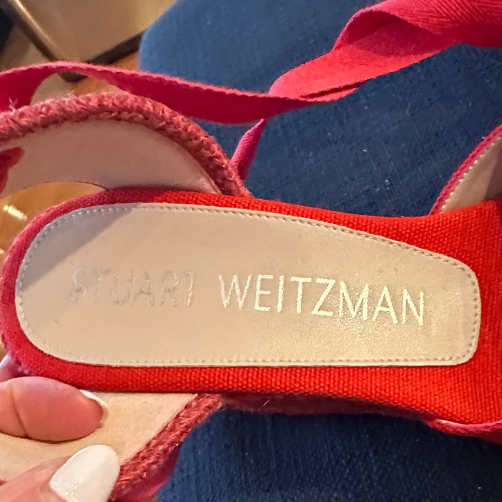 Stuart Weitzman Red Espadrille Sandals w/Dust Bag NWOT - Picture 2 of 6